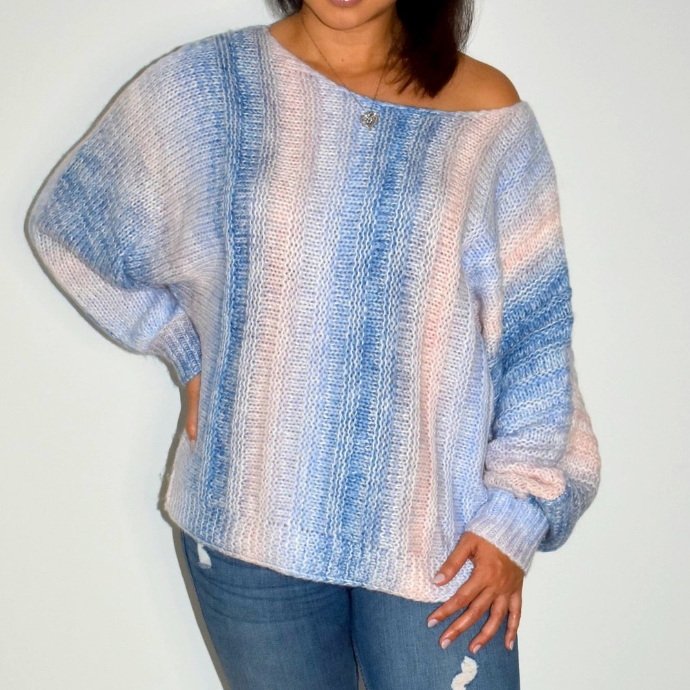 NWT Soft dolman pink and blue ombre sweater.